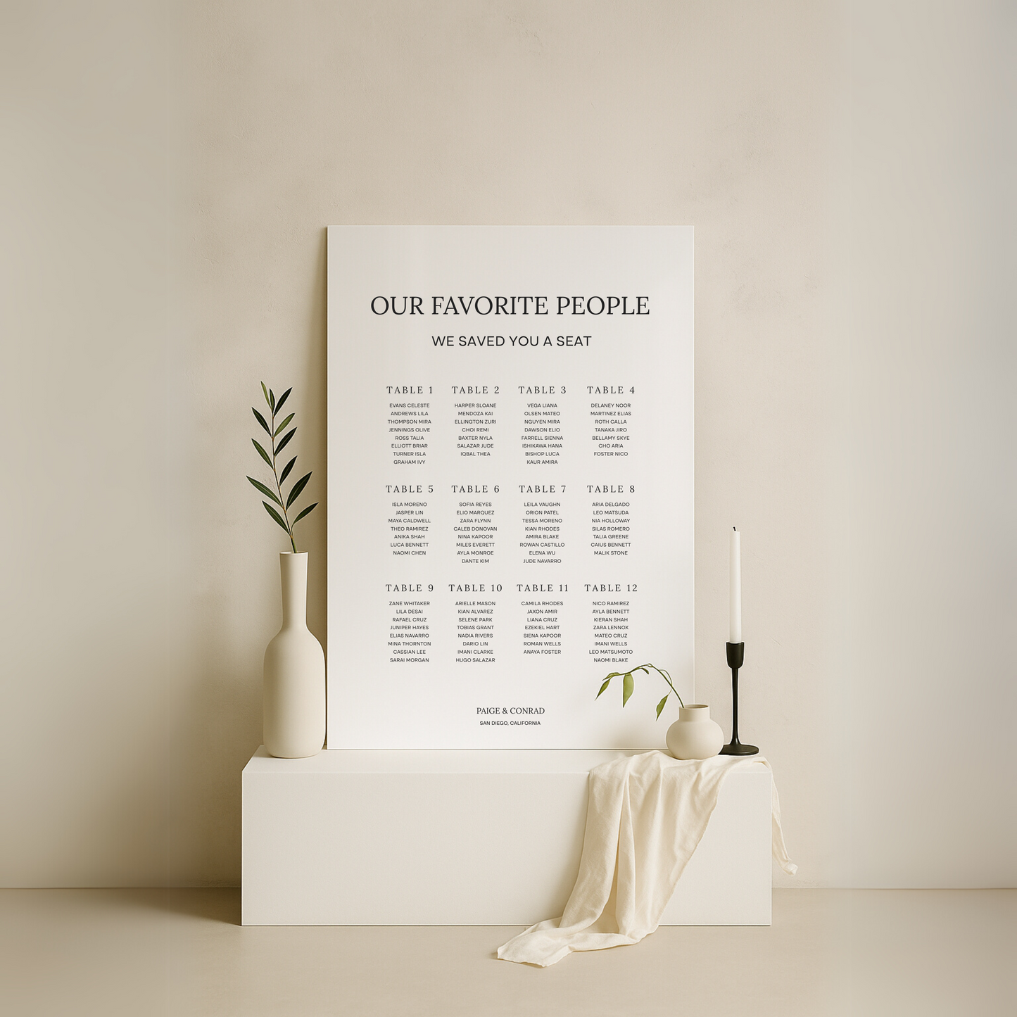 Seating Chart Sign I | Moda Collection | Wedding Signage