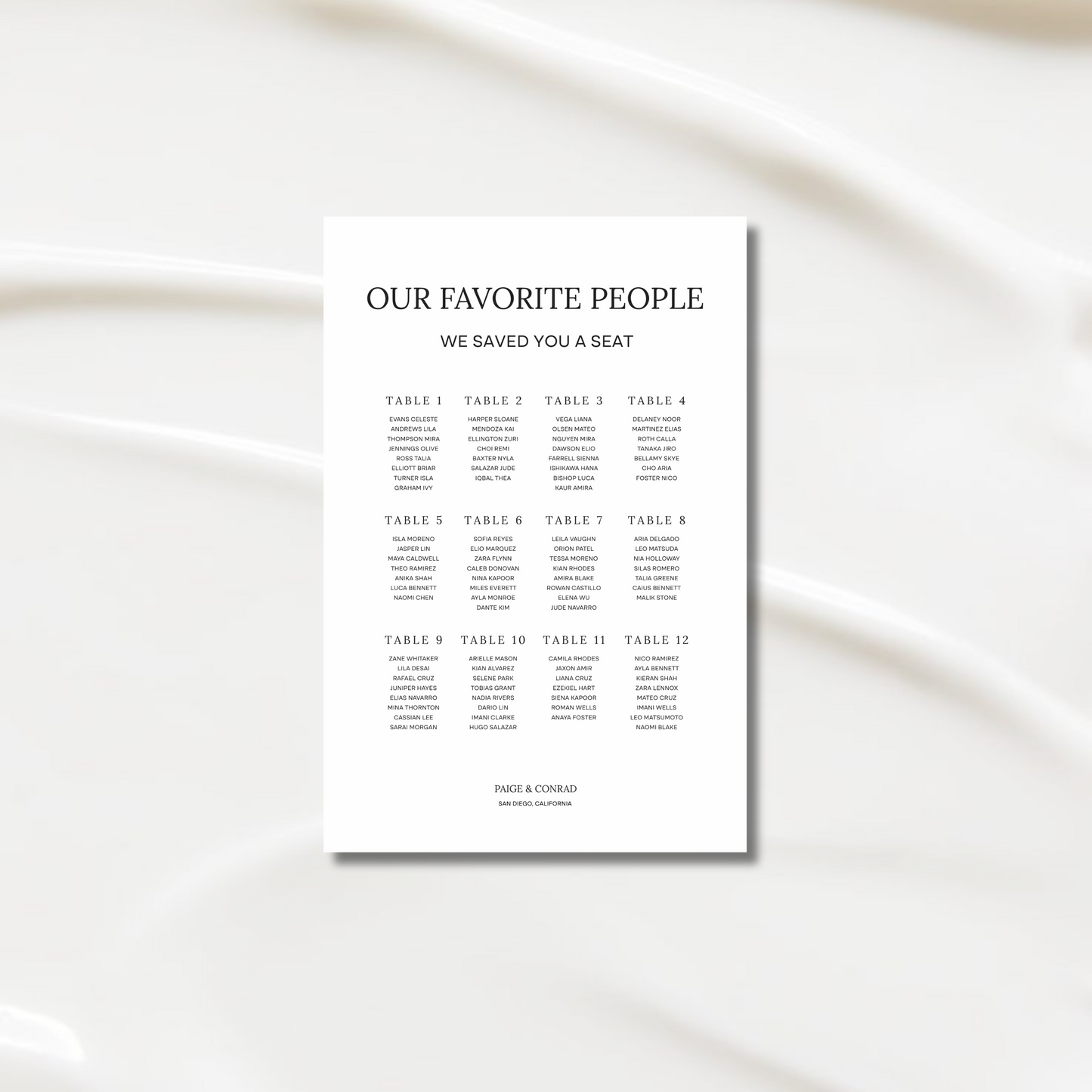 Seating Chart Sign I | Moda Collection | Wedding Signage