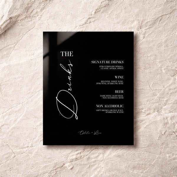 Aria Collection Acrylic Wedding Bar & Drinks Sign