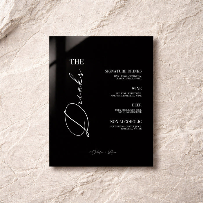 Aria Collection Acrylic Wedding Bar & Drinks Sign