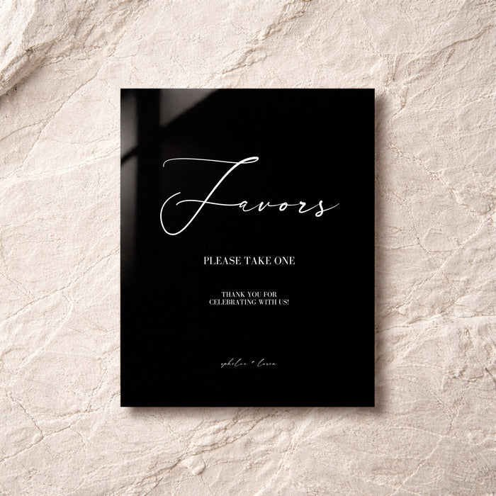 Aria Collection Acrylic Wedding Party Favors Sign