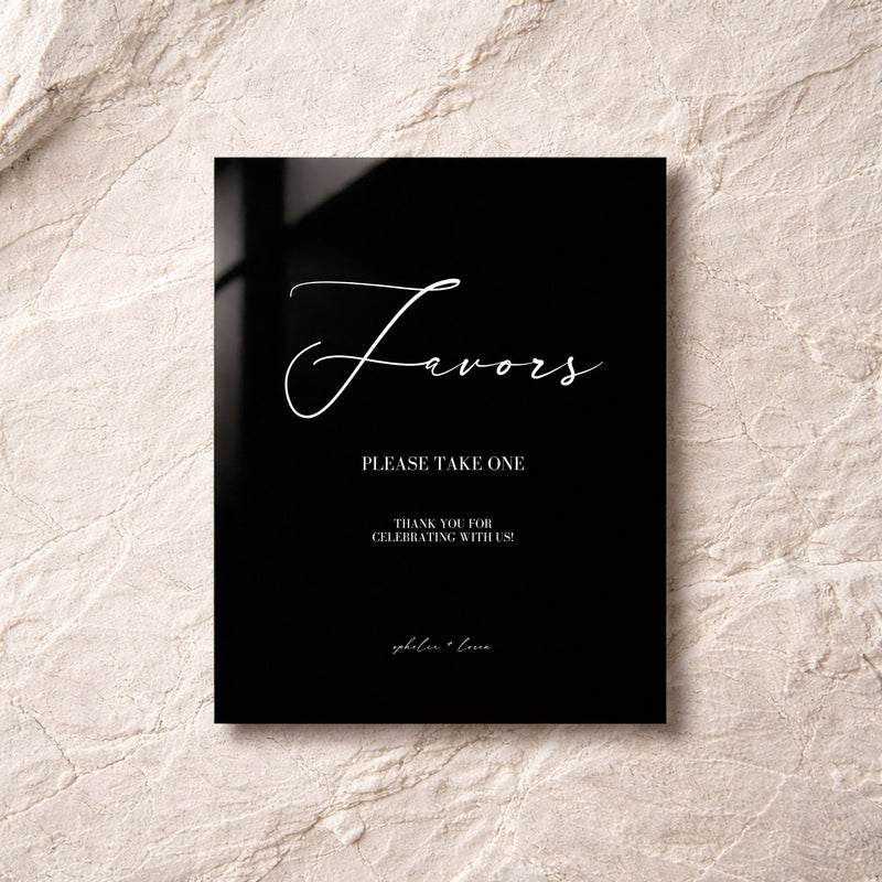 Aria Collection Acrylic Wedding Party Favors Sign