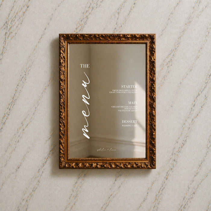 Aria Collection Decal Wedding Menu Sign