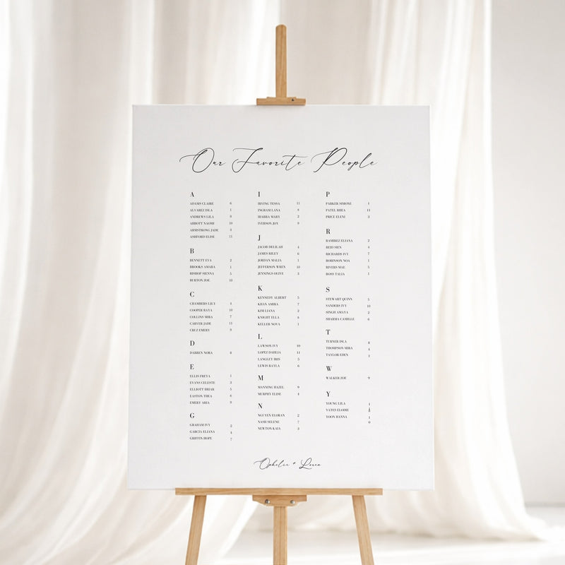 Aria Collection Gatorboard Wedding Seating Chart Sign