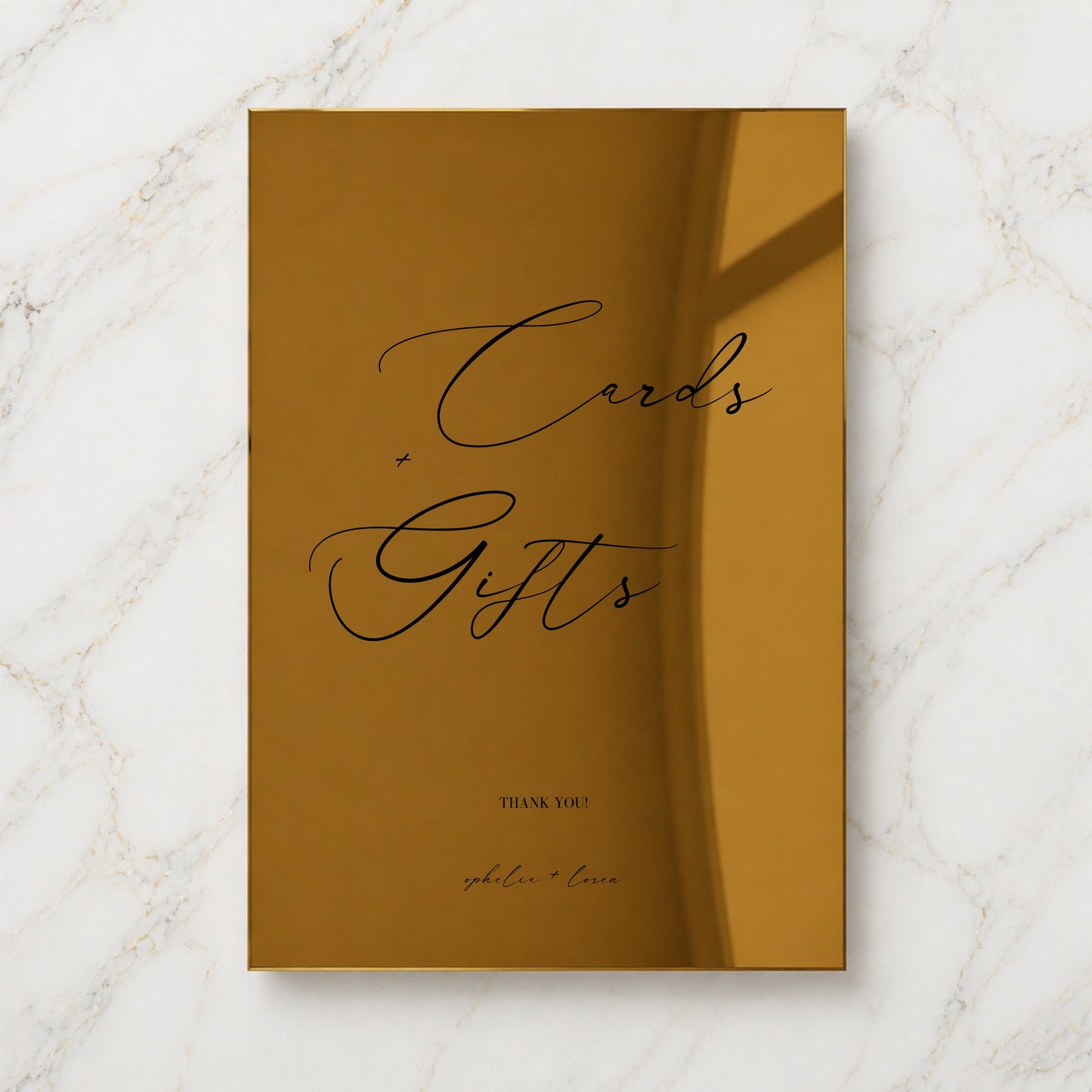Aria Collection Gold Mirror Wedding Cards & Gifts Sign