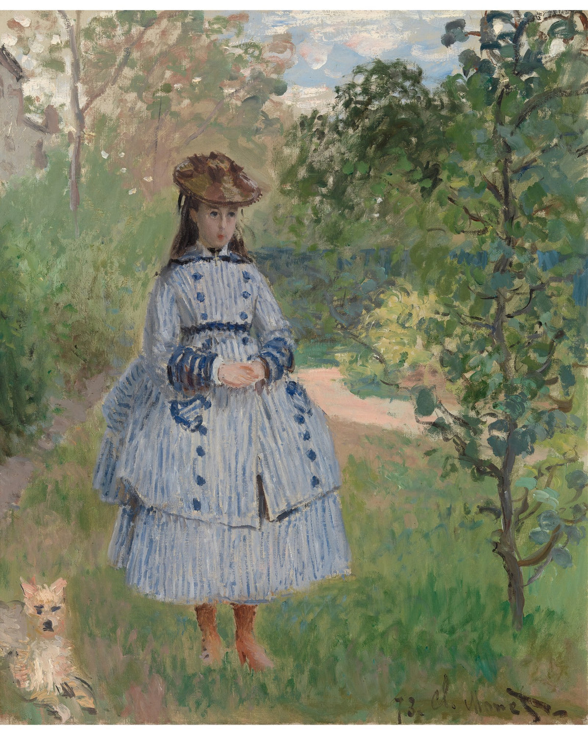 Girl with Dog by Claude Monet, reproduced as a fine art wall print
