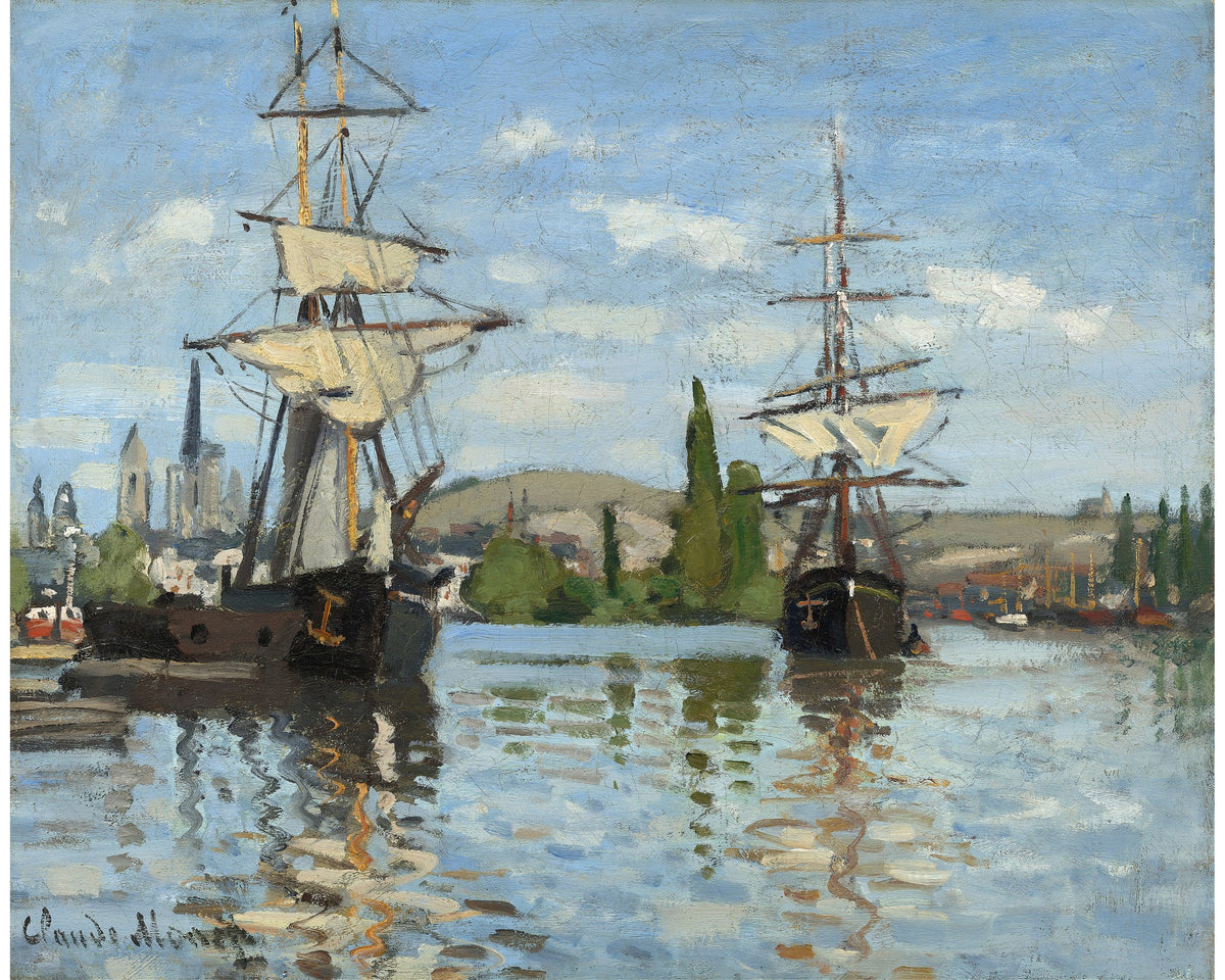 Ships on the Seine at Rouen by Claude Monet, reproduced as a fine art wall print