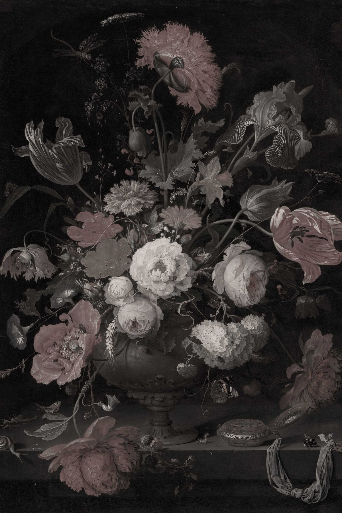 Dutch Floral Nocturne, botanical wall art print