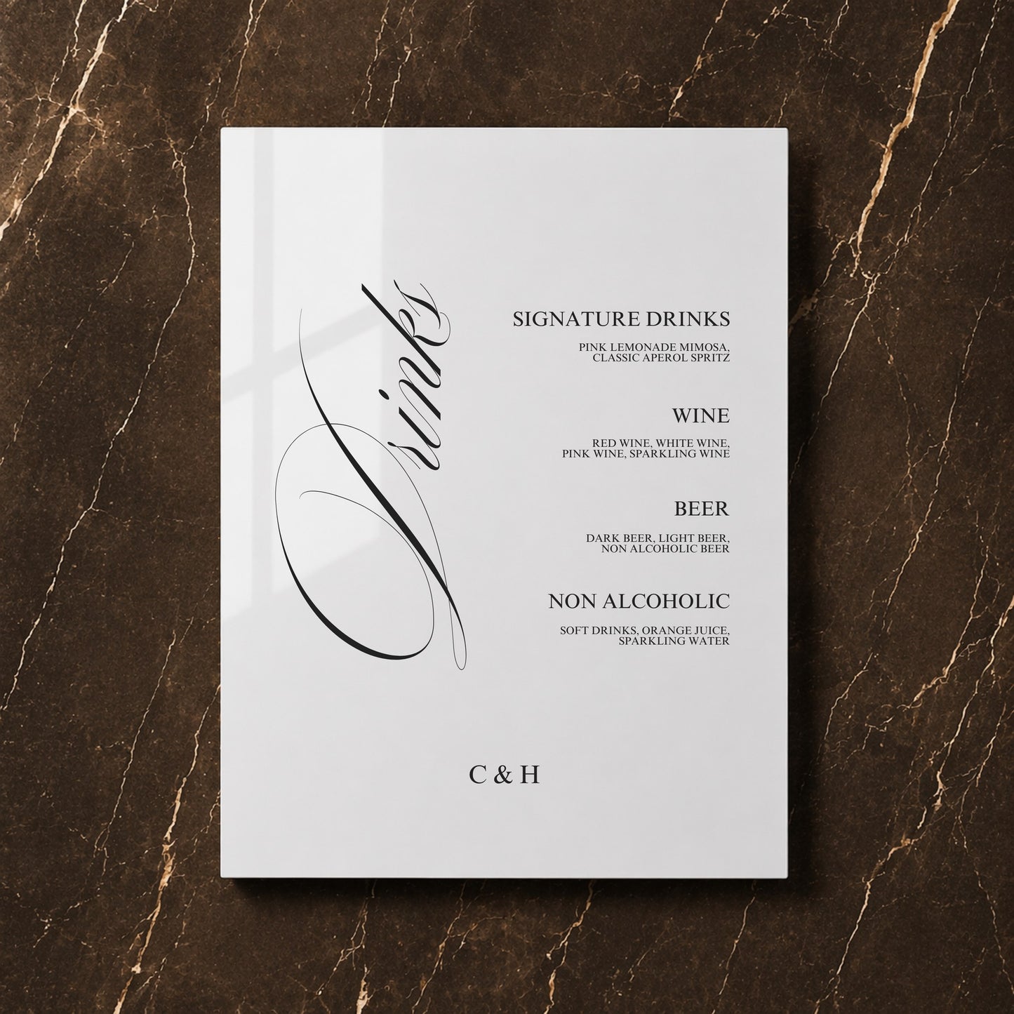 Florence Collection Acrylic Wedding Bar & Drinks Sign