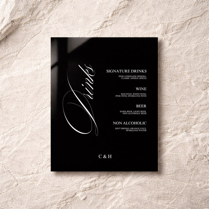 Florence Collection Acrylic Wedding Bar & Drinks Sign