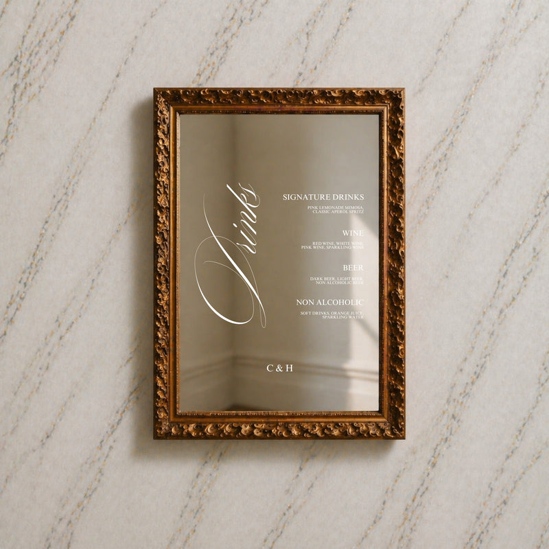 Florence Collection Decal Wedding Bar & Drinks Sign