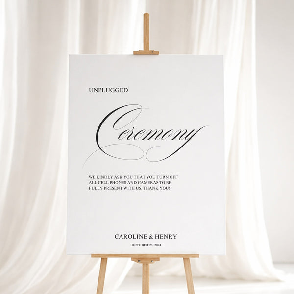 Florence Collection Gatorboard Wedding Unplugged Ceremony Sign