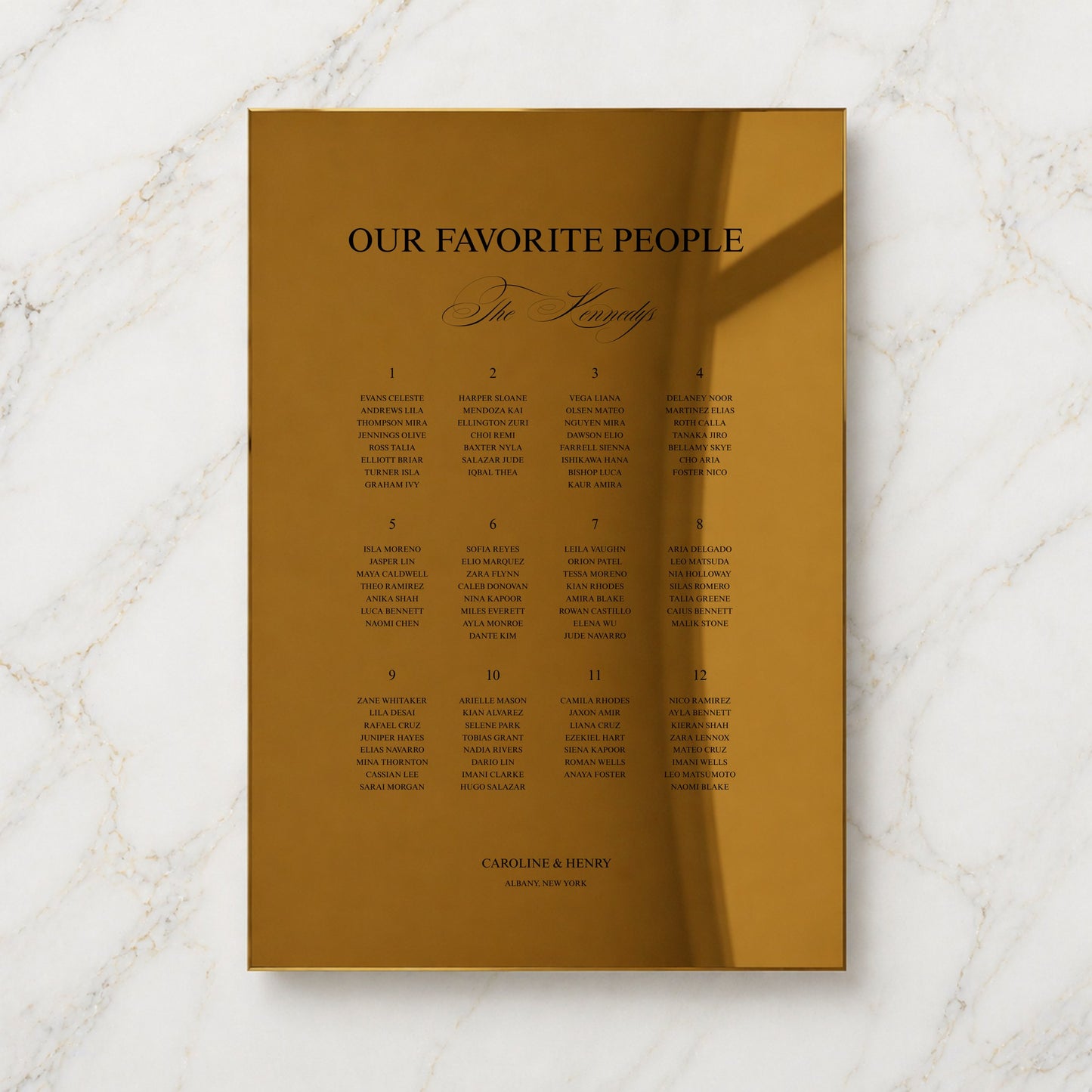 Florence Collection Gold Mirror Wedding Seating Chart Sign