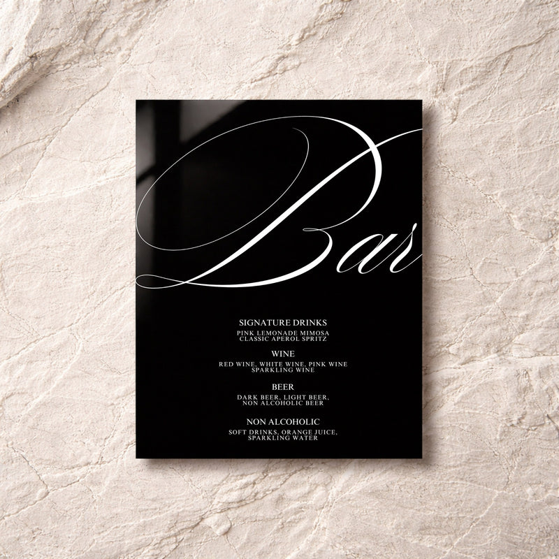 Florence Collection Acrylic Wedding Bar & Drinks Sign