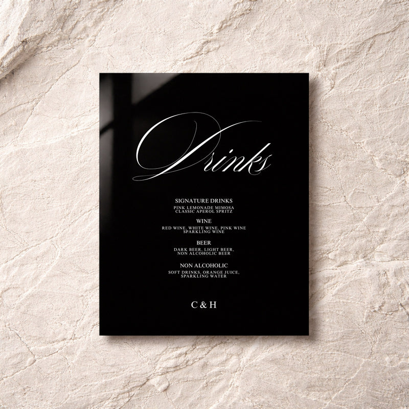 Florence Collection Acrylic Wedding Bar & Drinks Sign