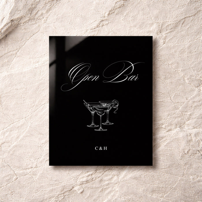Florence Collection Acrylic Wedding Bar & Drinks Sign