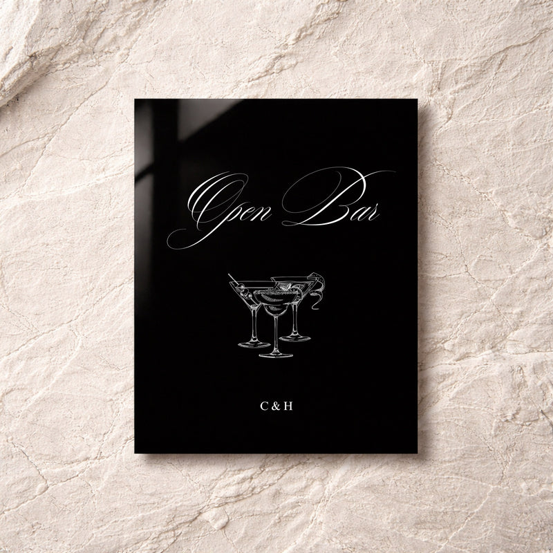 Florence Collection Acrylic Wedding Bar & Drinks Sign
