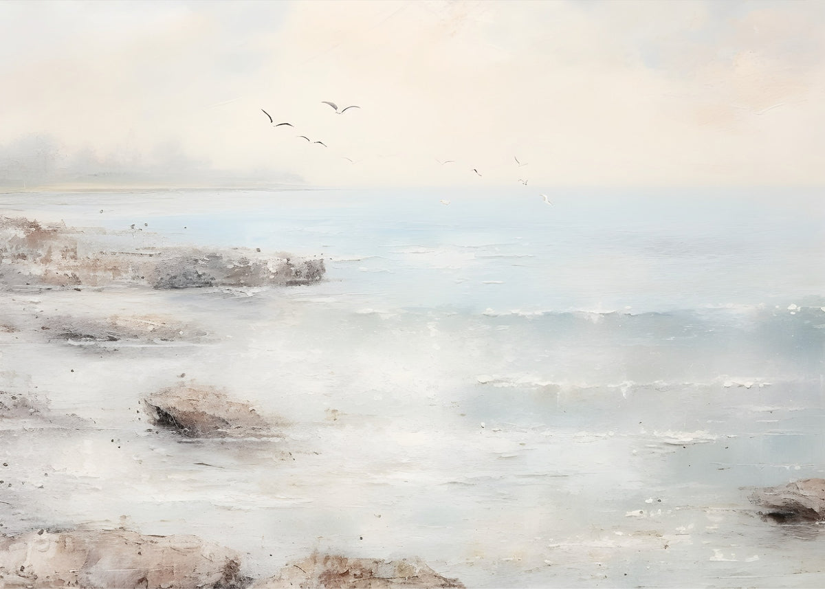 Misty Shore, modern wall art print