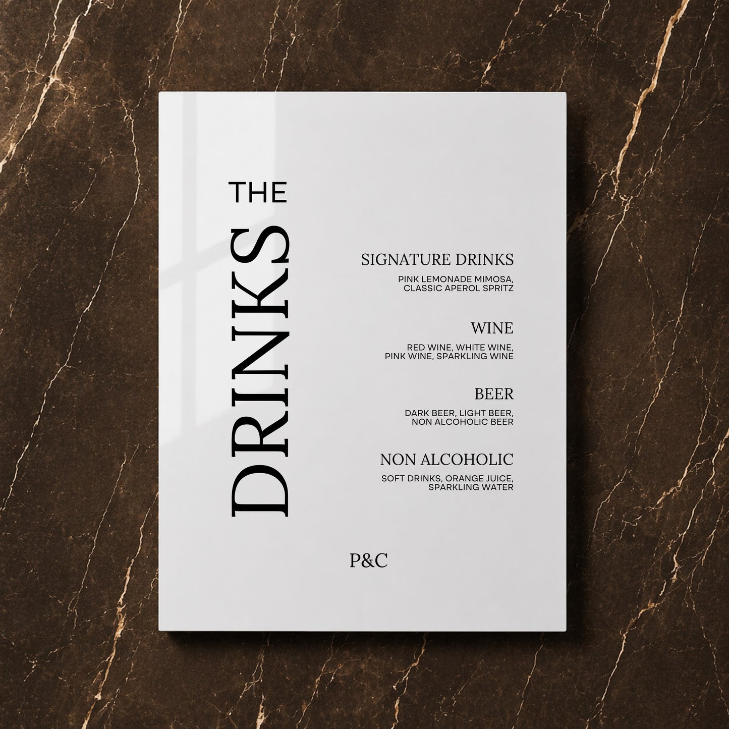 Moda Collection Acrylic Wedding Bar & Drinks Sign