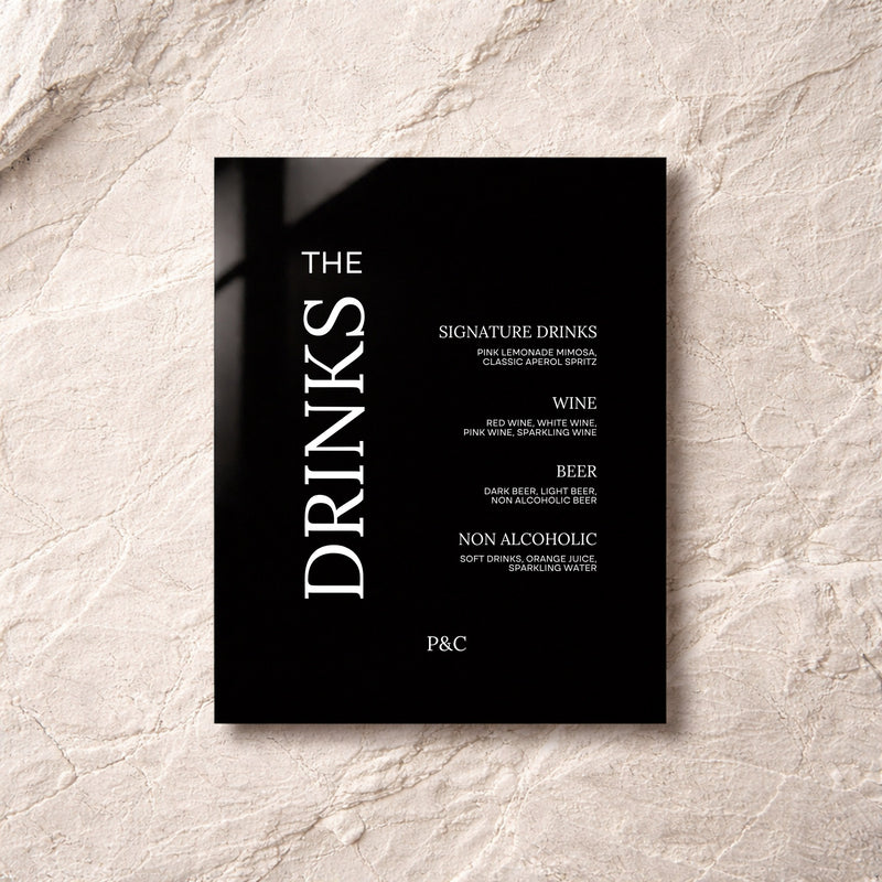 Moda Collection Acrylic Wedding Bar & Drinks Sign