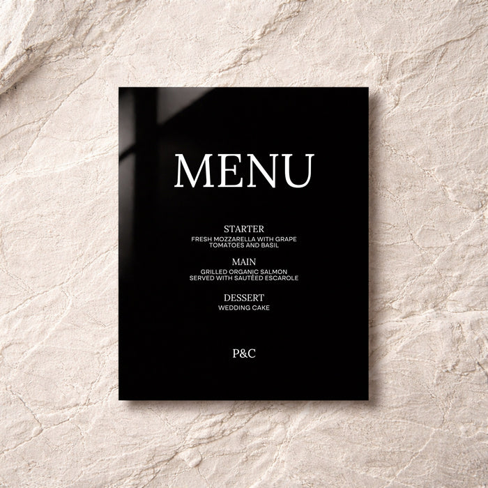 Moda Collection Acrylic Wedding Menu Sign