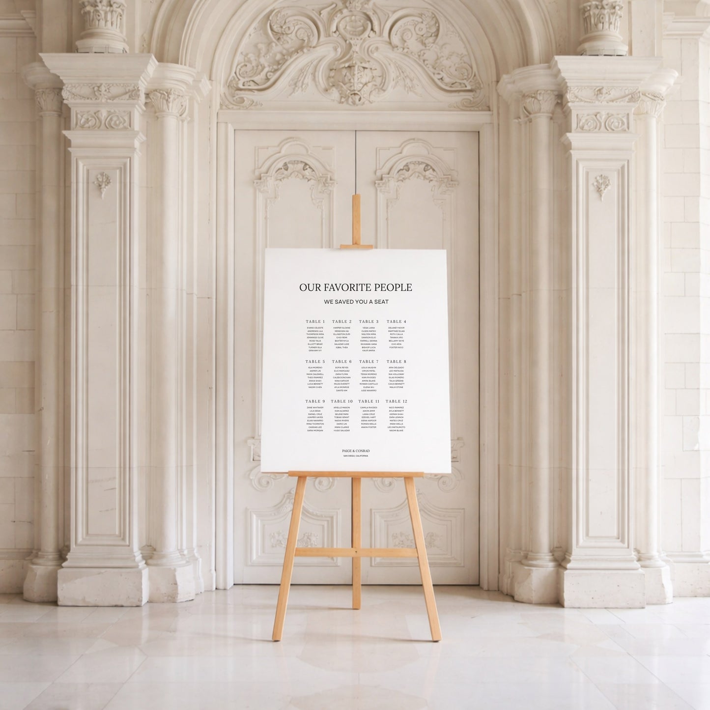 Moda Collection Gatorboard Wedding Seating Chart Sign