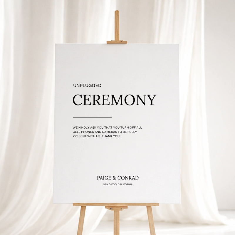 Moda Collection Gatorboard Wedding Unplugged Ceremony Sign