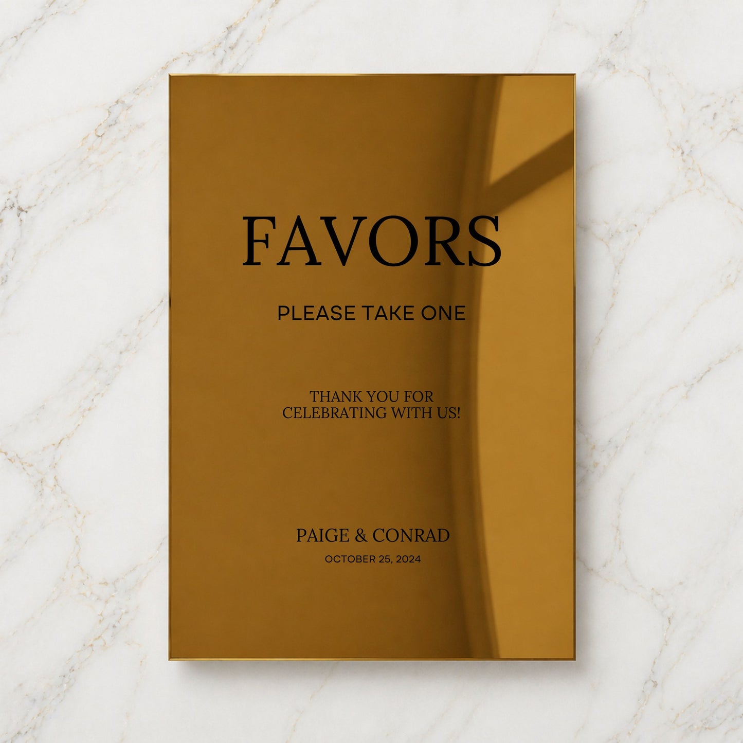 Moda Collection Gold Mirror Wedding Party Favors Sign
