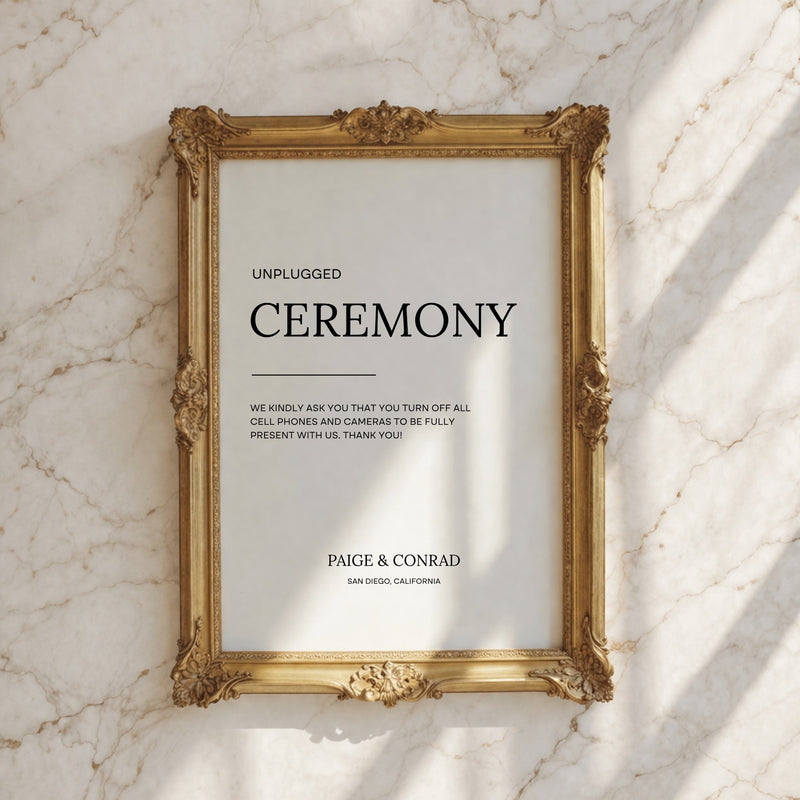 Moda Collection Poster Wedding Unplugged Ceremony Sign