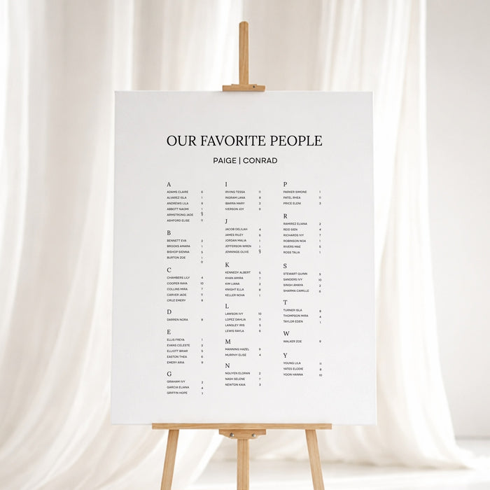 Moda Collection Gatorboard Wedding Seating Chart Sign