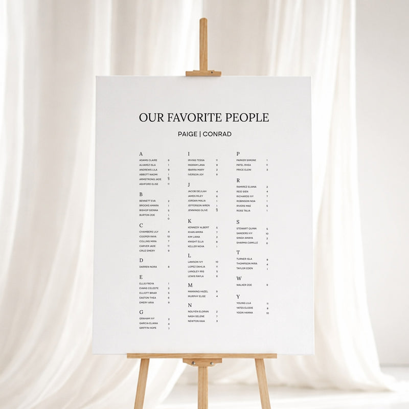 Moda Collection Gatorboard Wedding Seating Chart Sign