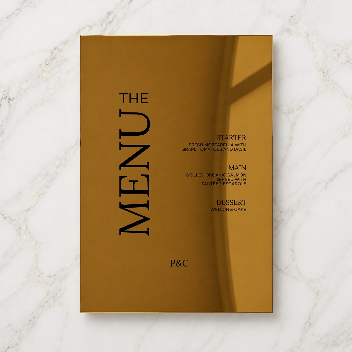 Moda Collection Gold Mirror Wedding Menu Sign