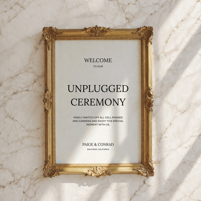 Moda Collection Poster Wedding Unplugged Ceremony Sign