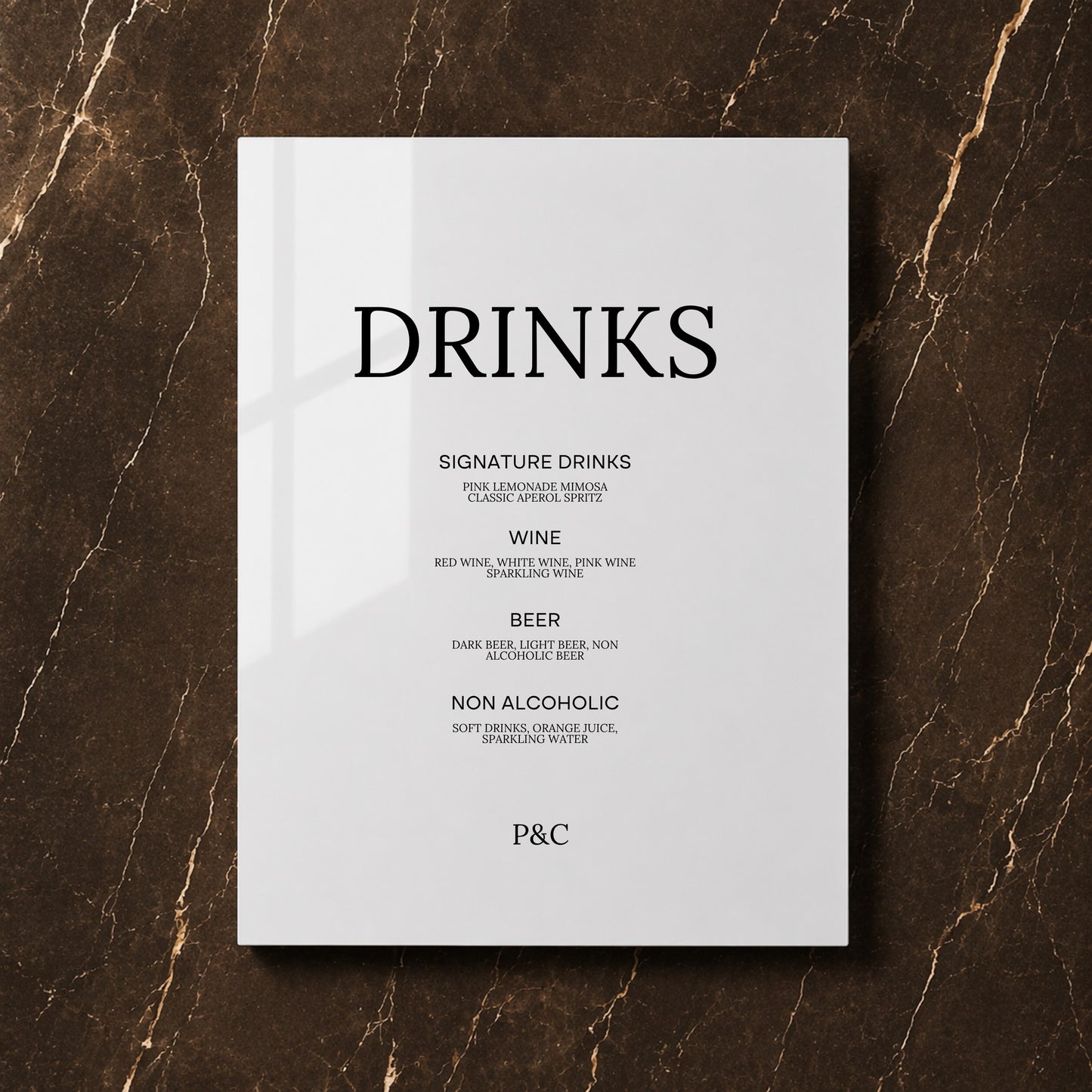 Moda Collection Acrylic Wedding Bar & Drinks Sign