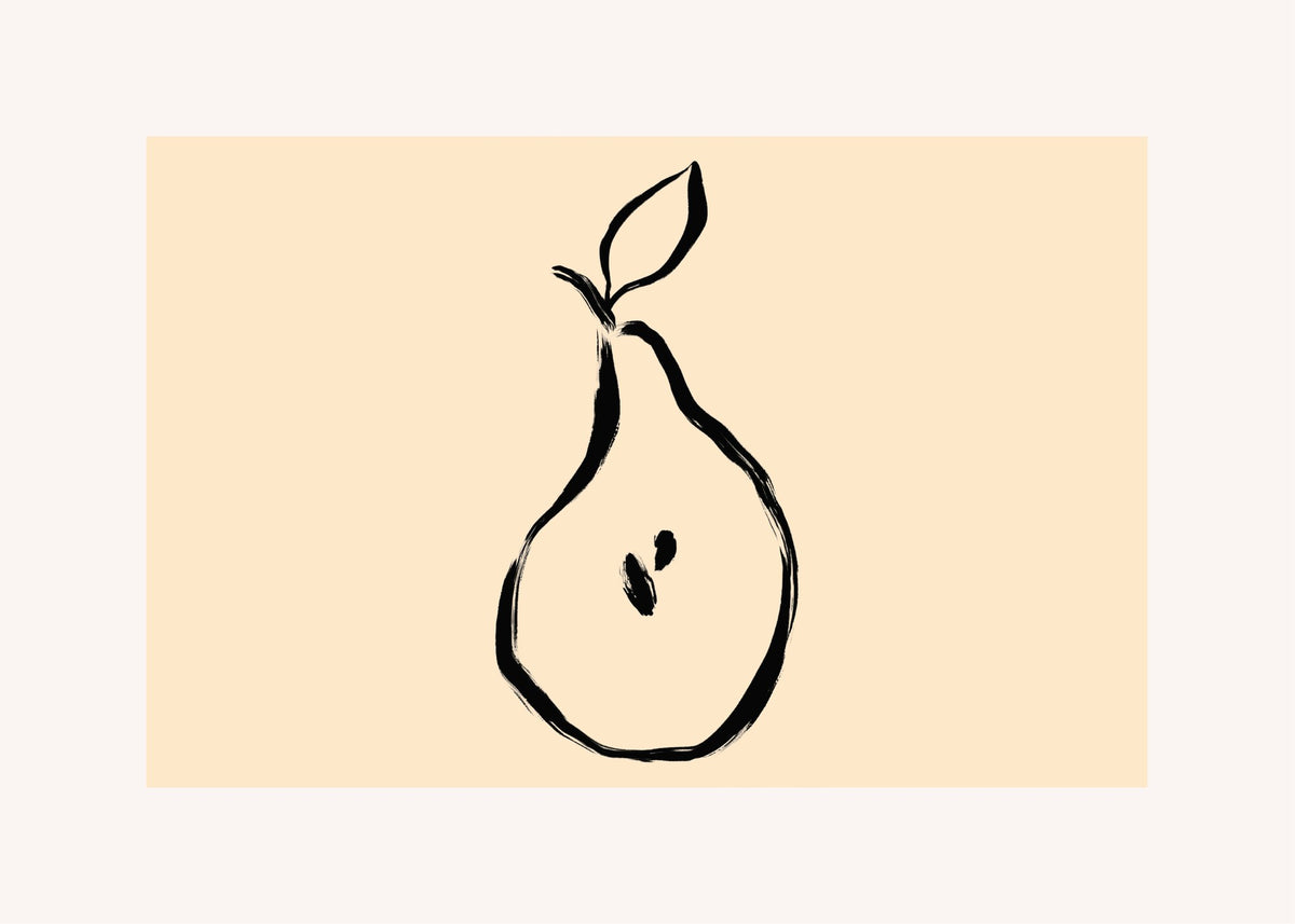 Pear Line Drawing, modern wall art print
