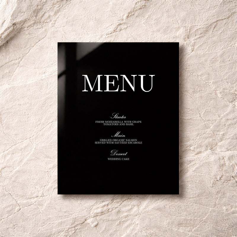 Reina Collection Acrylic Wedding Menu Sign