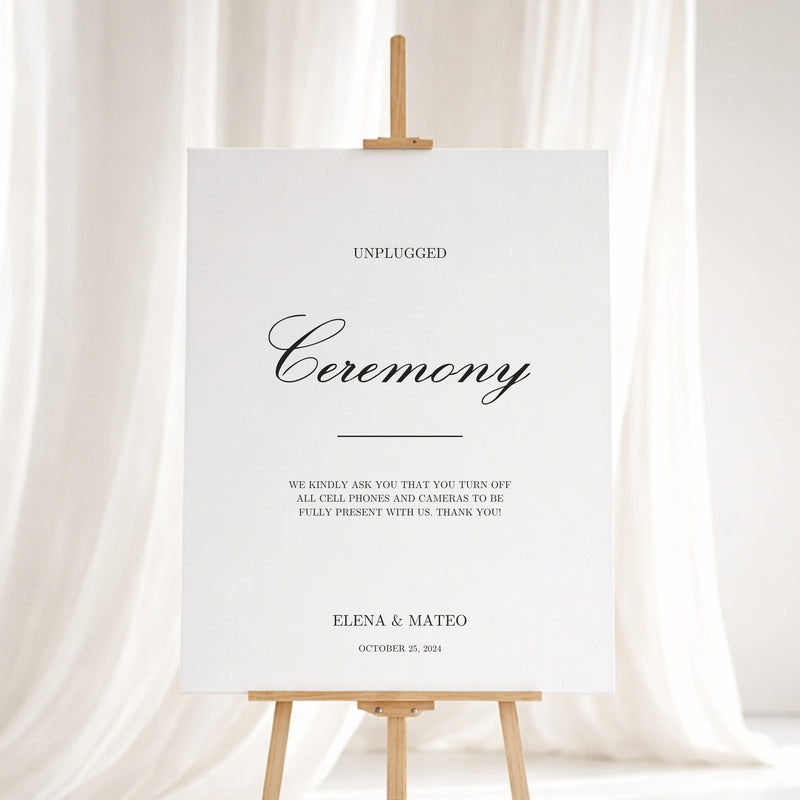 Reina Collection Gatorboard Wedding Unplugged Ceremony Sign