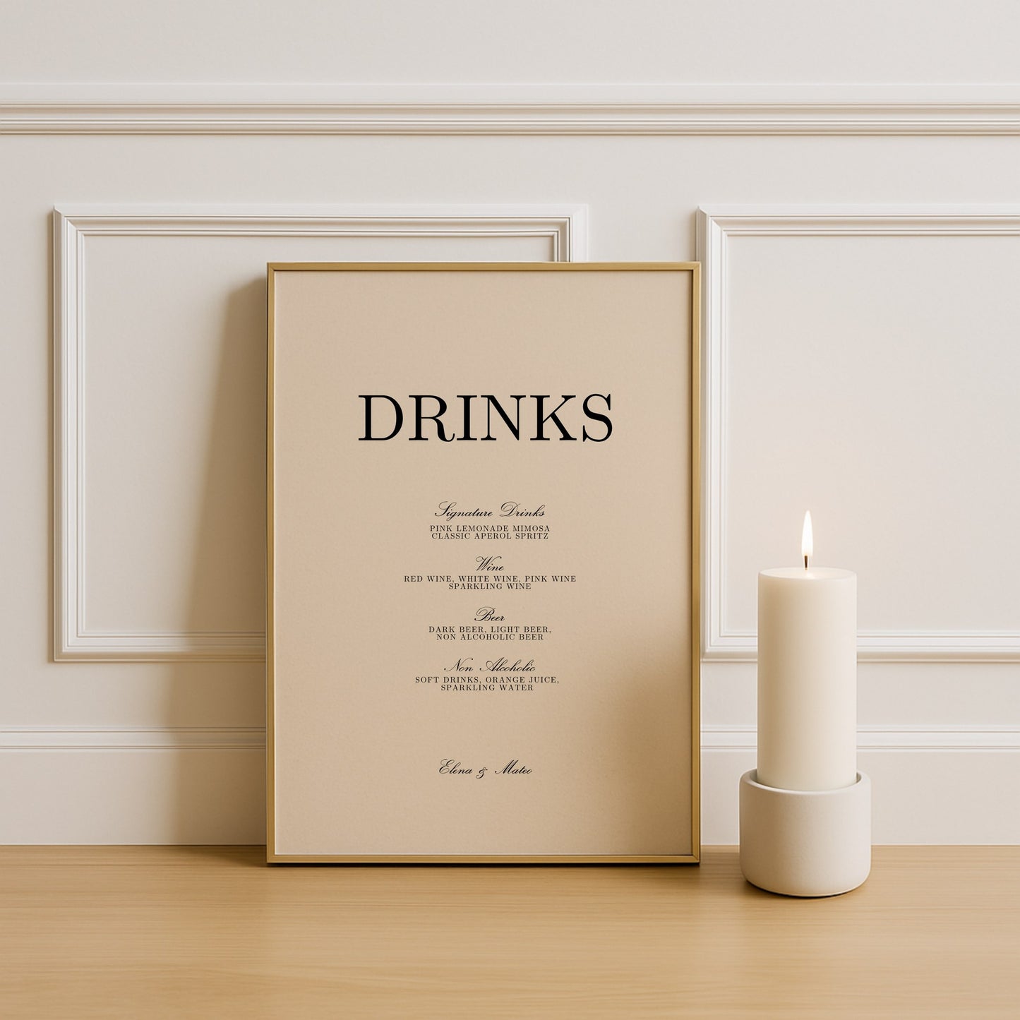 Reina Collection Poster Wedding Bar & Drinks Sign