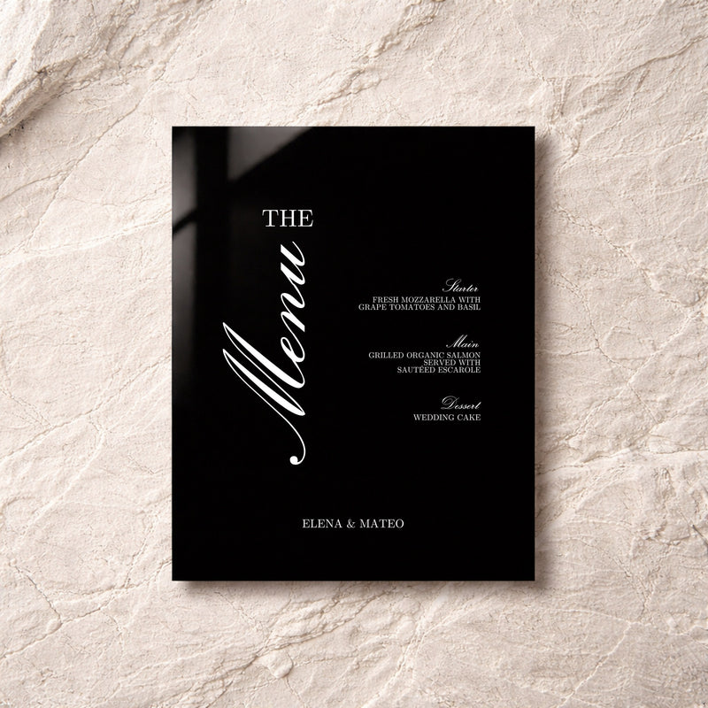 Reina Collection Acrylic Wedding Menu Sign