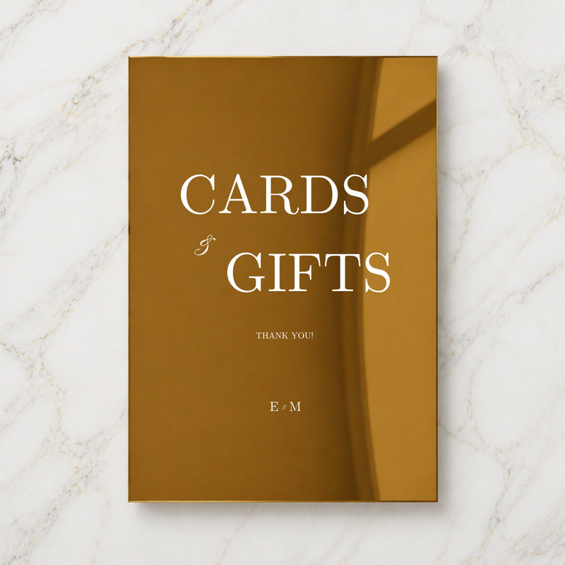 Reina Collection Gold Mirror Wedding Cards & Gifts Sign