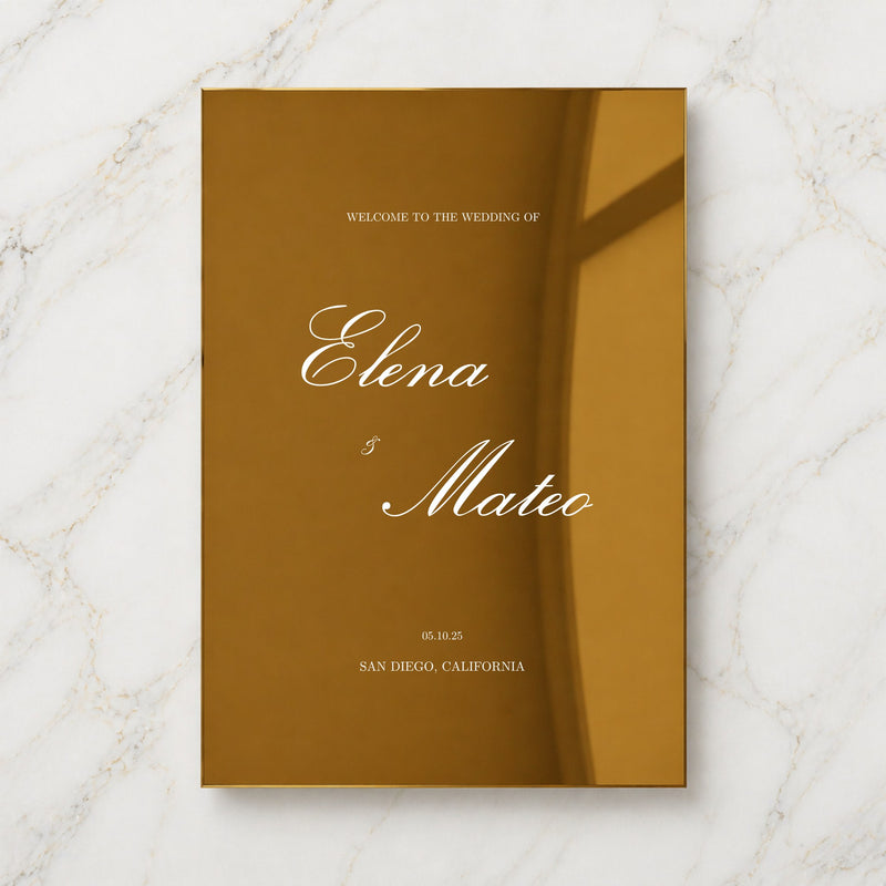 Reina Collection Gold Mirror Wedding Welcome Sign