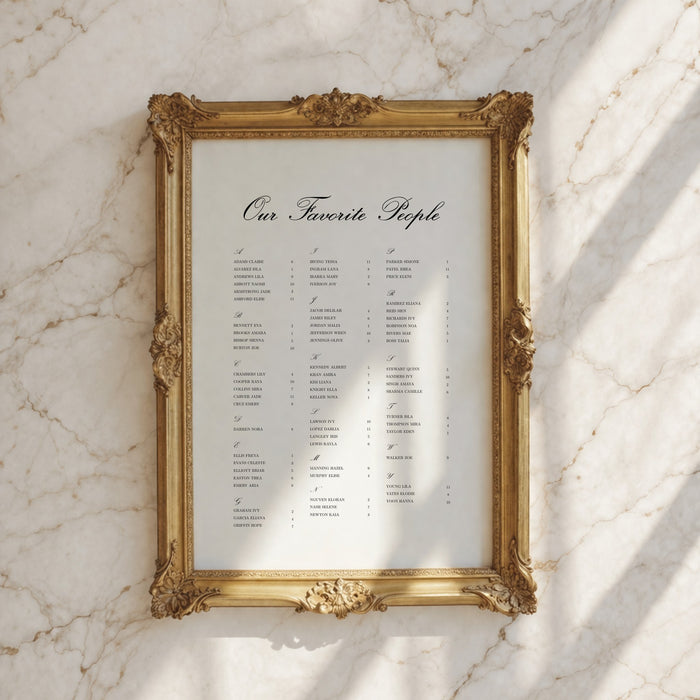 Reina Collection Poster Wedding Seating Chart Sign