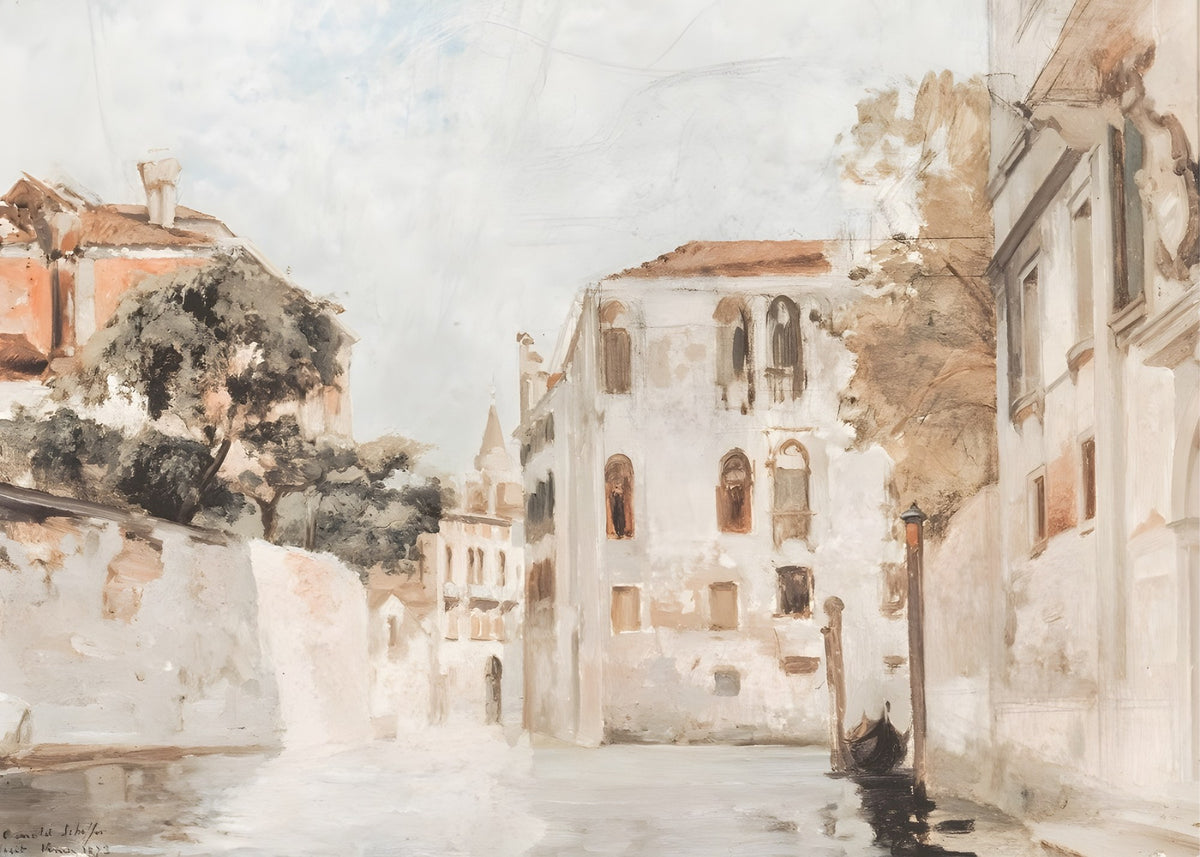 Sunlit Courtyard, vintage wall art print