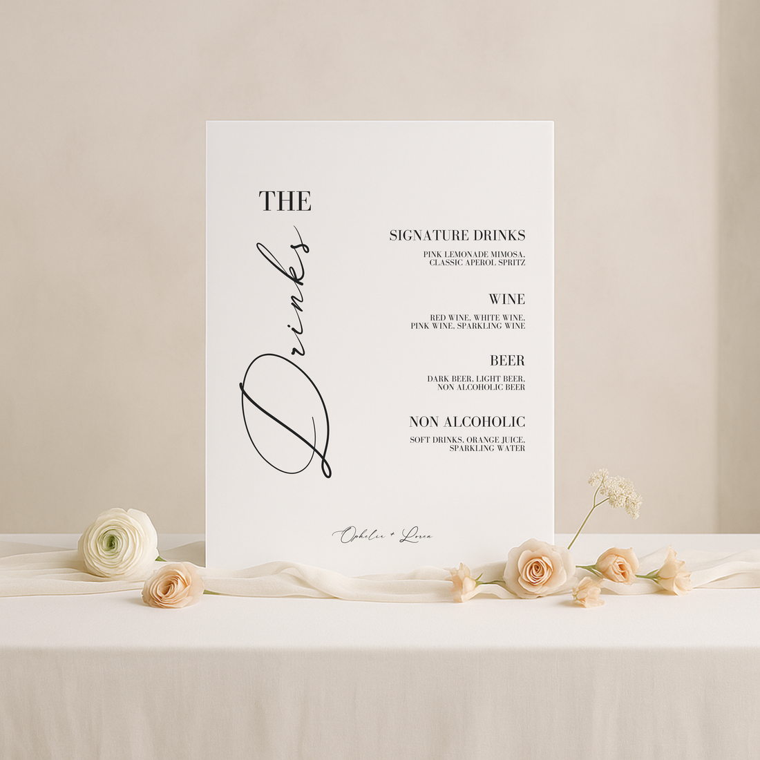 Drinks & Bar Sign I | Aria Collection | Wedding Signage