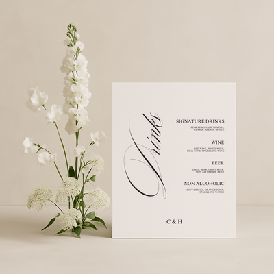 Drinks & Bar Sign I | Florence Collection | Wedding Signage