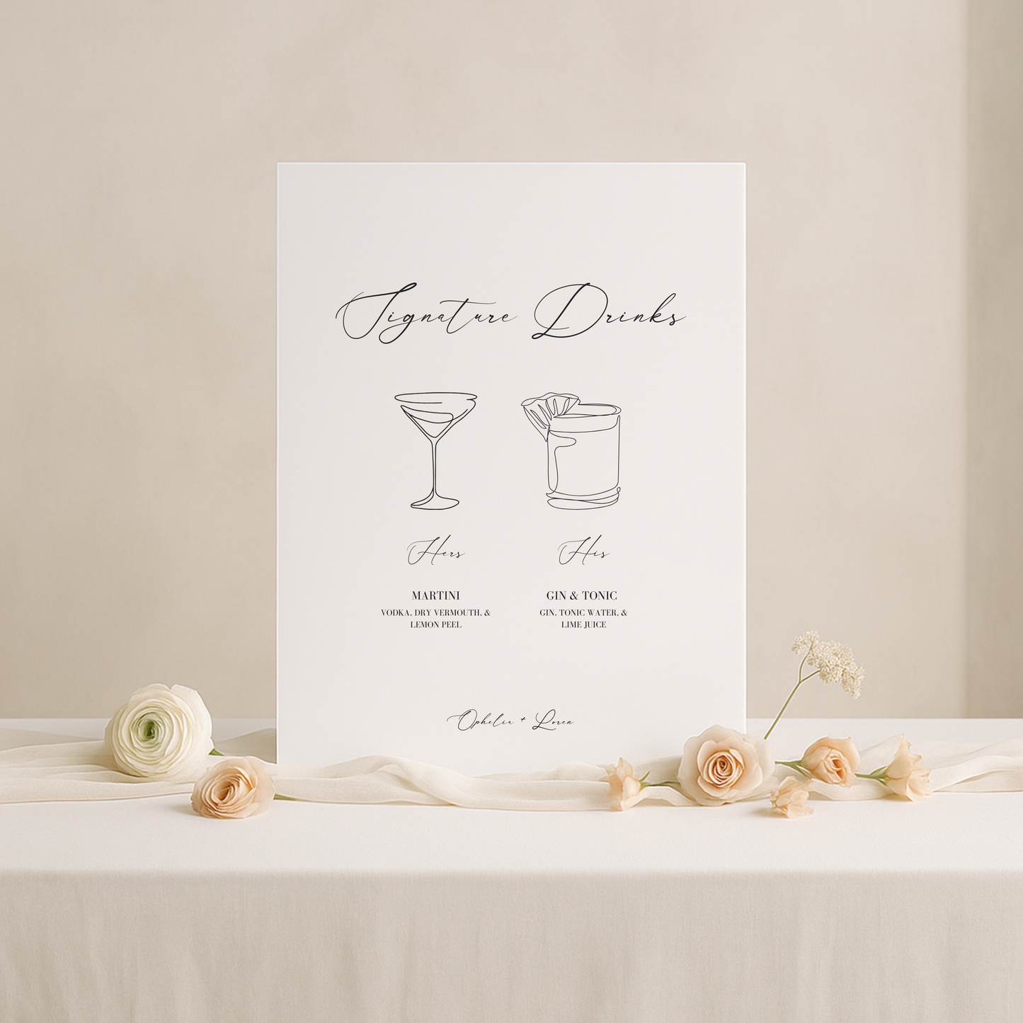 Drinks & Bar Sign III | Aria Collection | Wedding Signage