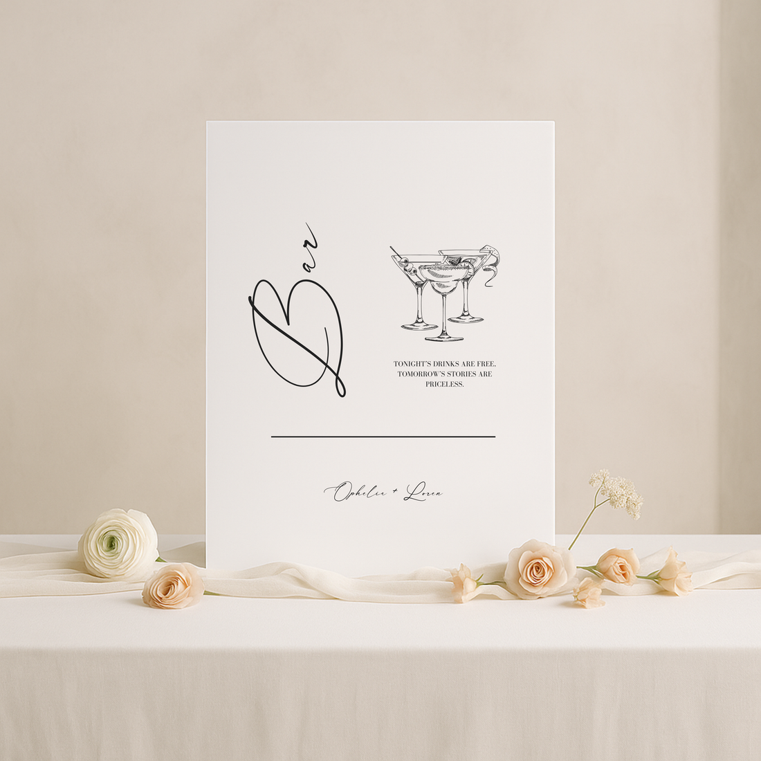Drinks & Bar Sign V | Aria Collection | Wedding Signage
