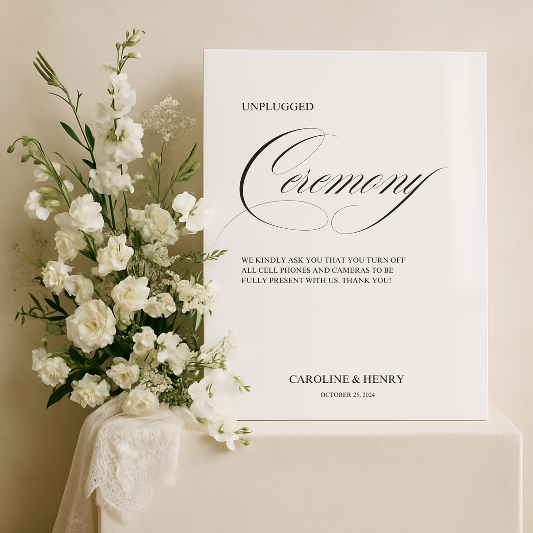Unplugged Ceremony Sign I | Florence Collection | Wedding Signage