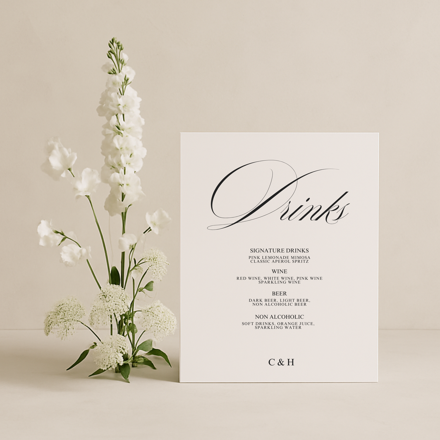 Drinks & Bar Sign IV | Florence Collection | Wedding Signage