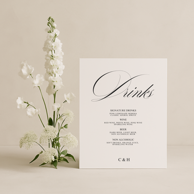 Drinks & Bar Sign IV | Florence Collection | Wedding Signage